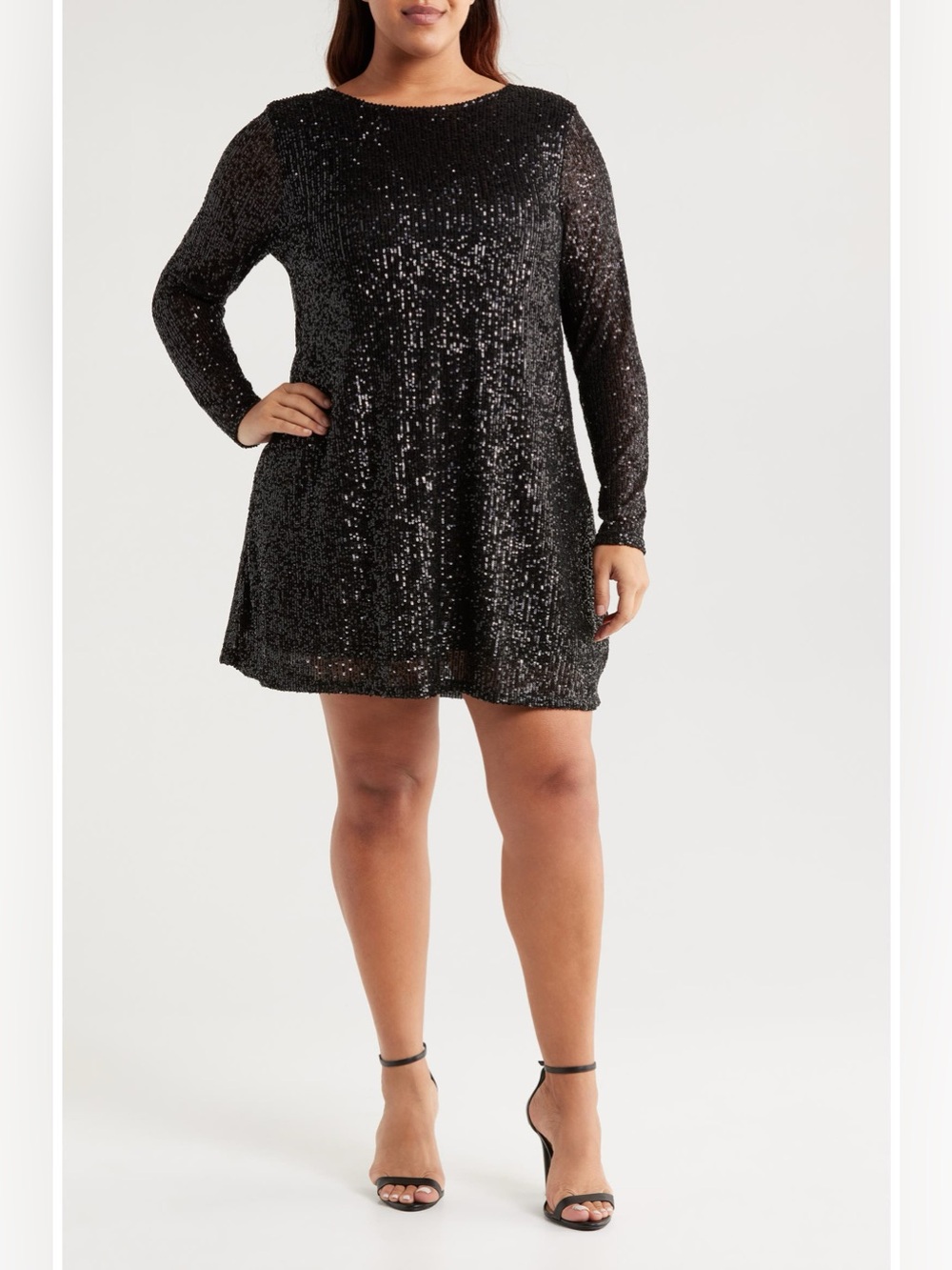 Melrose & Market black sequin shift dress, long sleeves, NWT, size 3X (22/24)